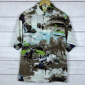 Men's Medium Linen Breeder's Cup Del Mar Shirt Horse Racing Thoroughbred 2017